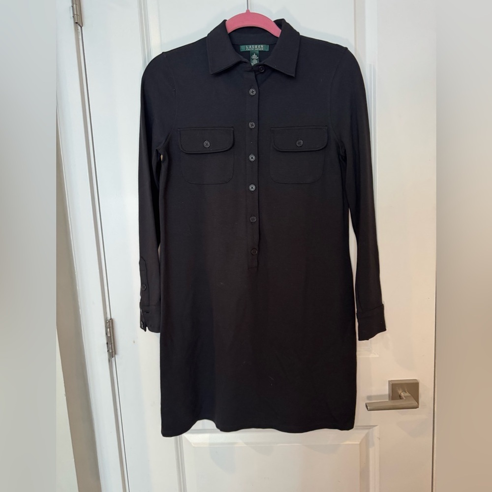 Lauren Ralph Lauren Black button up Long Sleeve Dress - Picture 2 of 4